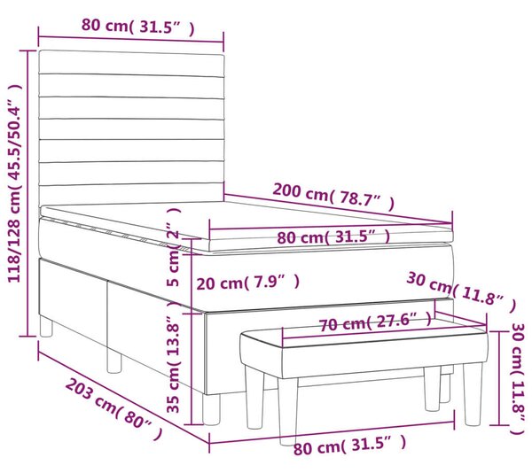Vidaxl Bársony Ágy - 80x200 cm