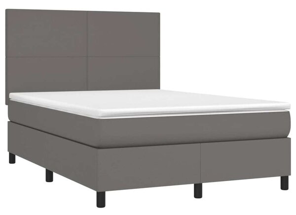 VidaXL szürke műbőr rugós ágy matraccal és LED-del 140x190 cm