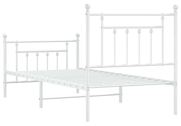 Fehér fém ágykeret fej- és lábtámlával 90 x 190 cm