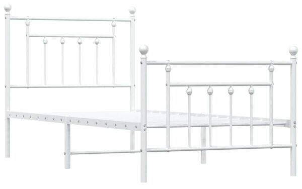 Fehér fém ágykeret fej- és lábtámlával 90 x 190 cm