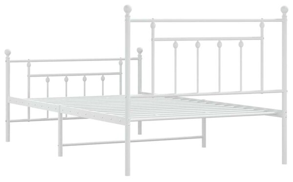 Fehér fém ágykeret fej- és lábtámlával 107 x 203 cm