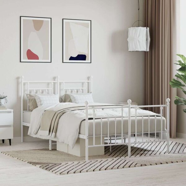 Fehér fém ágykeret fej- és lábtámlával 120x200 cm
