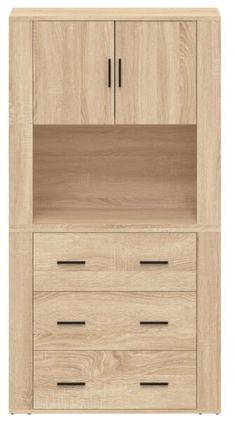 VIDAXL Sonoma Tölgy Fa Magasszekrény - 3 Fiók - 80x33x150cm