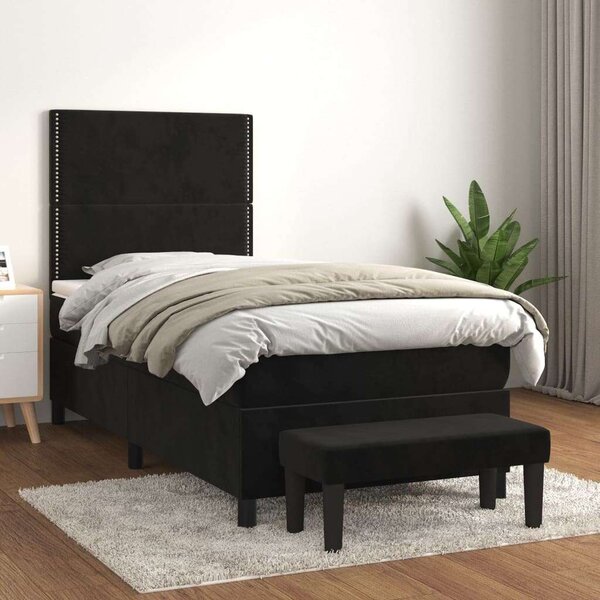 VidaXL Fekete Bársony Ágy - 100x200 cm