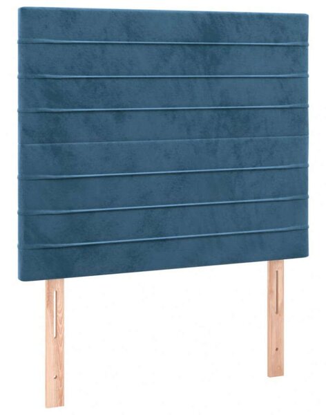 VidaXL sötétkék bársony rugós ágy matraccal 90x190 cm