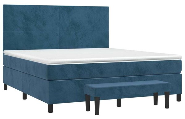 VidaXL sötétkék bársony rugós ágy matraccal 160x200 cm