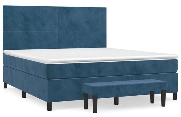 VidaXL sötétkék bársony rugós ágy matraccal 160x200 cm