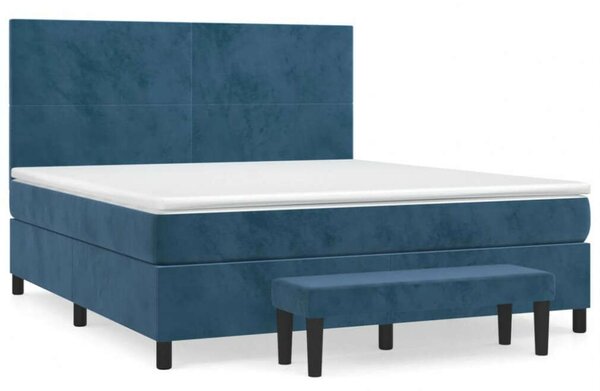 VidaXL sötétkék bársony rugós ágy matraccal 160x200 cm