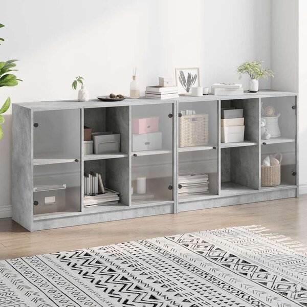 VidaXL Könyvespolc - 12 Rekeszes - Betonszürke - 204x37x75 cm