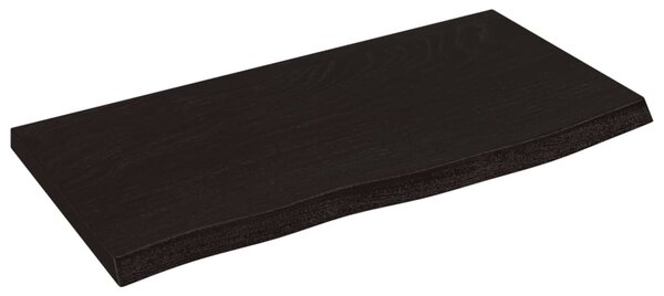 Sötétbarna kezelt tömör tölgyfa fali polc 60x30x2 cm