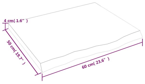 Világosbarna kezelt tömör tölgyfa fali polc 60x50x(2-4) cm