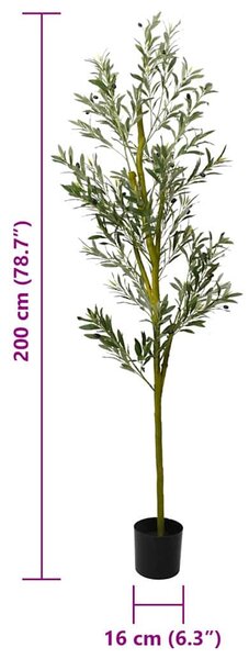 Zöld mesterséges olajfa 800 levél 200 cm