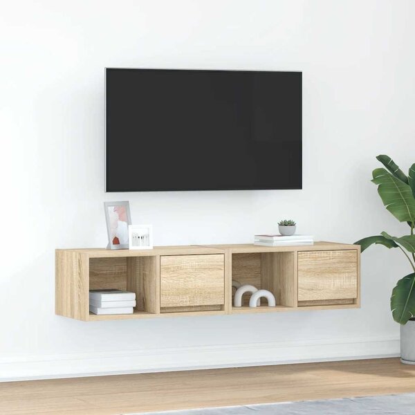 2 db sonoma tölgy színű szerelt fa TV-szekrény 60x31x25,5 cm