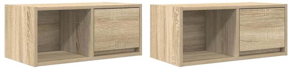 2 db sonoma tölgy színű szerelt fa TV-szekrény 60x31x25,5 cm