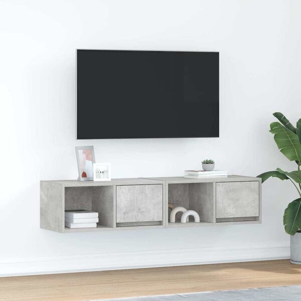 2 db betonszürke szerelt fa TV-szekrény 60x31x25,5 cm