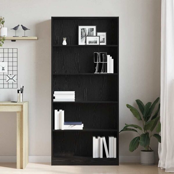 Fekete tölgy szerelt fa könyvespolc 80x24x176 cm
