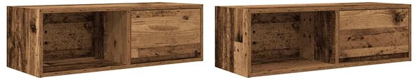 2 db antik fa szerelt fa fali TV-szekrény 80x31x25,5 cm
