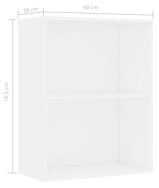 Fehér szerelt fa könyvespolc 60x30x76,5 cm