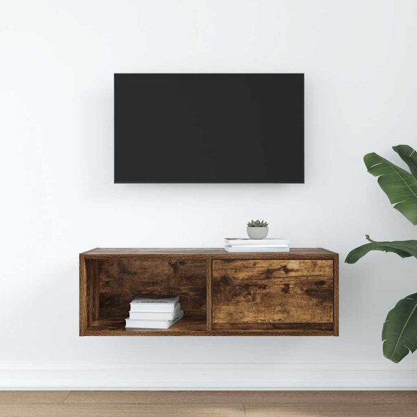 Füstös tölgy színű szerelt fa TV-szekrény 80x31x25,5 cm