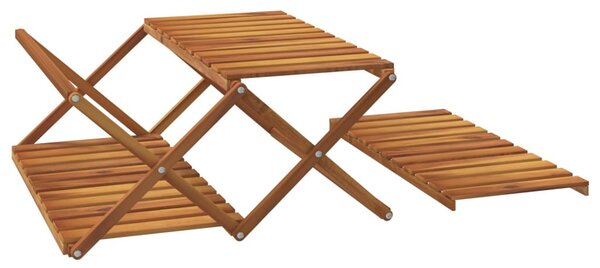 3 szintes barna tömör akácfa összecsukható polc 70 x 31 x 63 cm