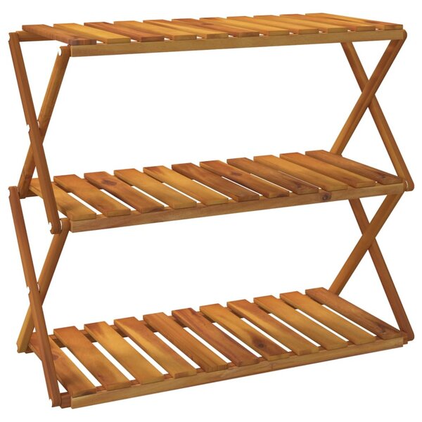 3 szintes barna tömör akácfa összecsukható polc 70 x 31 x 63 cm