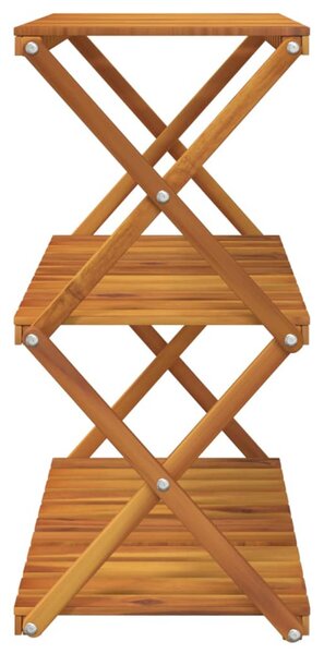 3 szintes barna tömör akácfa összecsukható polc 70 x 31 x 63 cm
