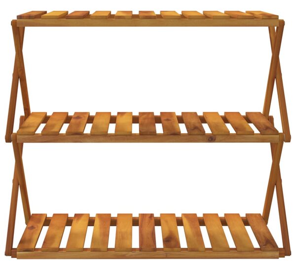 3 szintes barna tömör akácfa összecsukható polc 70 x 31 x 63 cm