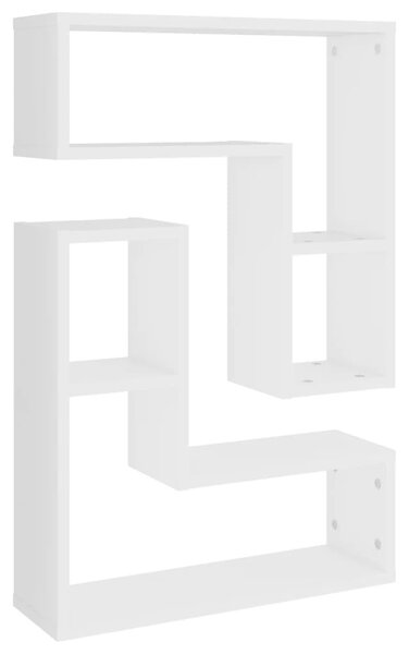 2 db fehér szerelt fa fali polc 50 x 15 x 50 cm
