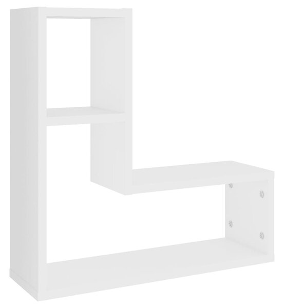 2 db fehér szerelt fa fali polc 50 x 15 x 50 cm