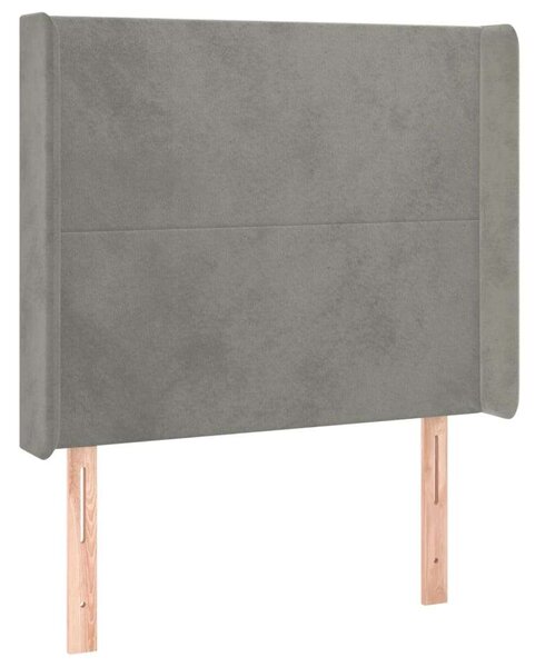 Világosszürke bársony rugós és led-es ágy matraccal 80 x 200 cm