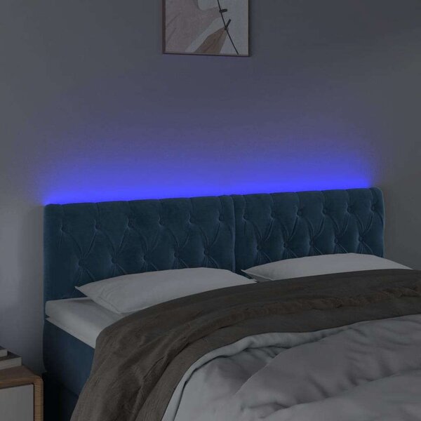 Bársony Fejtámla LED-del - Sötétkék - 144cm