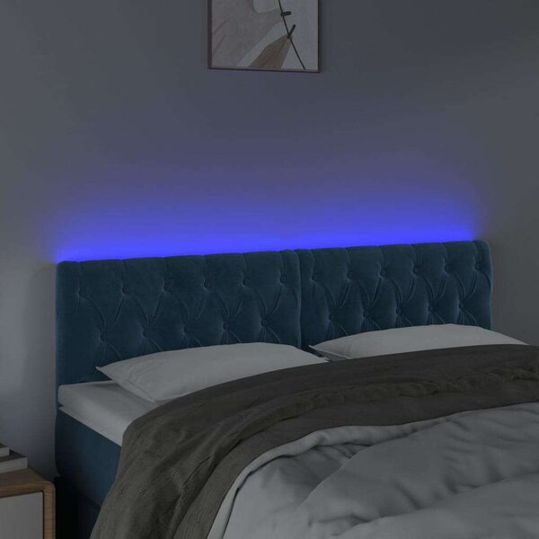 Bársony Fejtámla LED-del - Sötétkék - 144cm