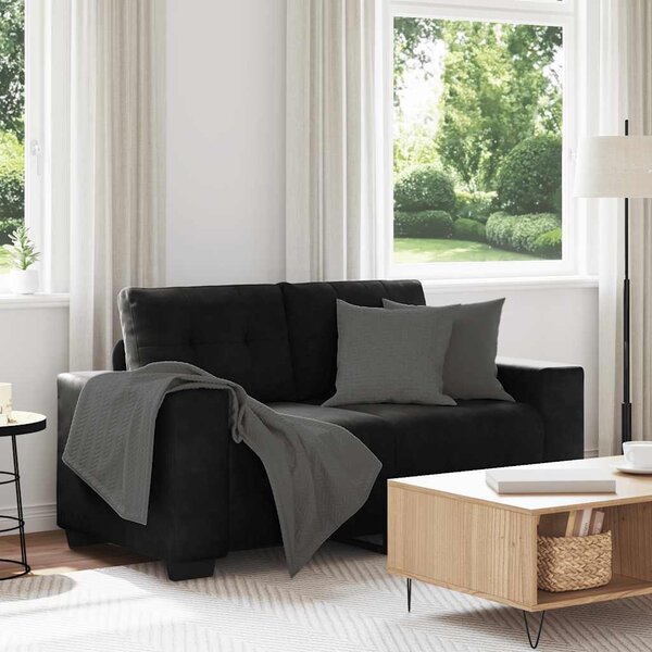 Fekete bársony loveseat kanapé 160x77x82 cm