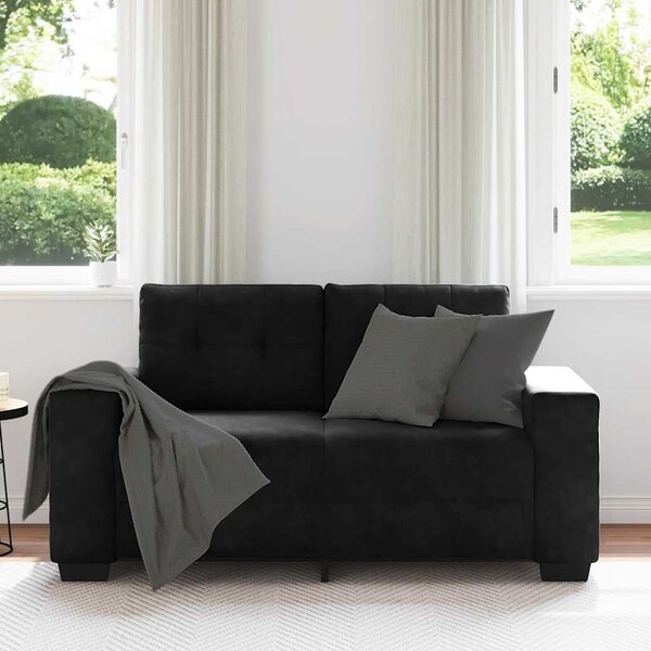 Fekete bársony loveseat kanapé 160x77x82 cm