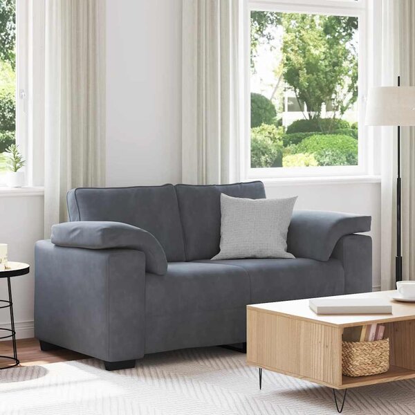 Sötétszürke bársony loveseat kanapé 160x77x82 cm