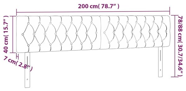 Világosszürke bársony led-es fejtámla 200 x 7 x 78/88 cm