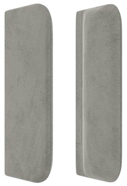 Világosszürke bársony szárnyas fejtámla 203x16x78/88 cm