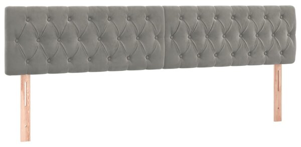 Világosszürke bársony led-es fejtámla 200 x 7 x 78/88 cm