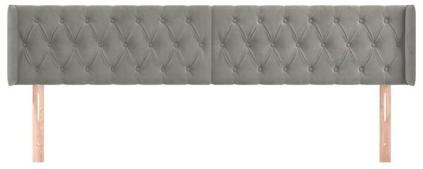 Világosszürke bársony szárnyas fejtámla 203x16x78/88 cm