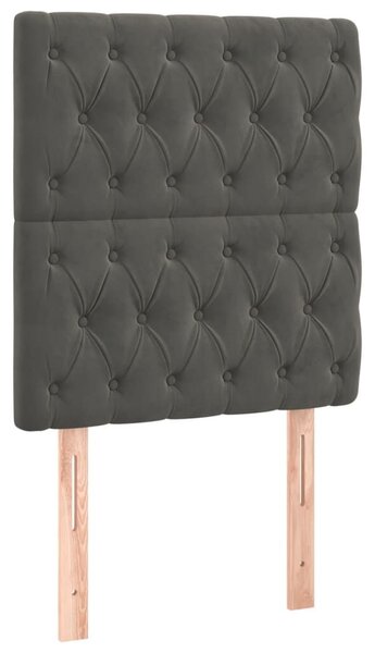 Sötétszürke bársony led-es fejtámla 80x7x118/128 cm