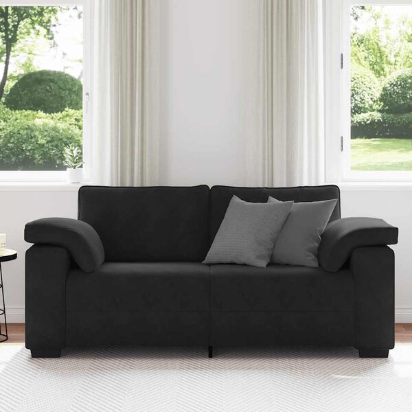 Fekete bársony loveseat kanapé 180x77x82 cm