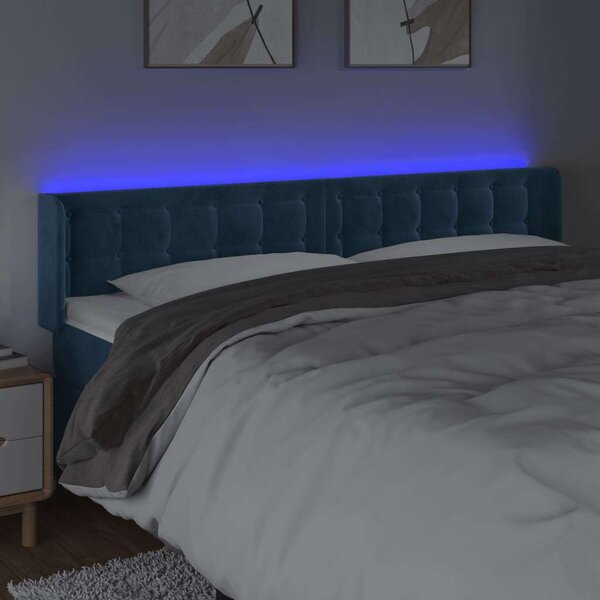 Bársony LED Fejtámla - Sötétkék - 203cm