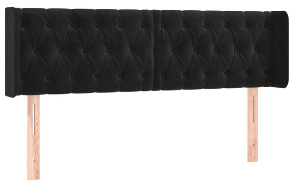 Fekete bársony led-es fejtámla 147 x 16 x 78/88 cm