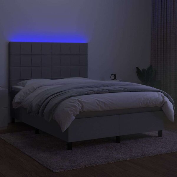 LED-es Ágy - Rugós - 140x200 cm - Világosszürke