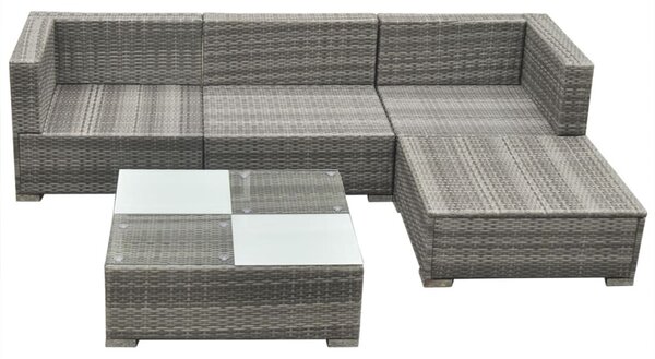 5 részes szürke polyrattan kerti ülőgarnitúra párnákkal