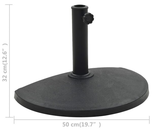 Félkör alakú fekete műgyanta napernyőtalp 9 kg