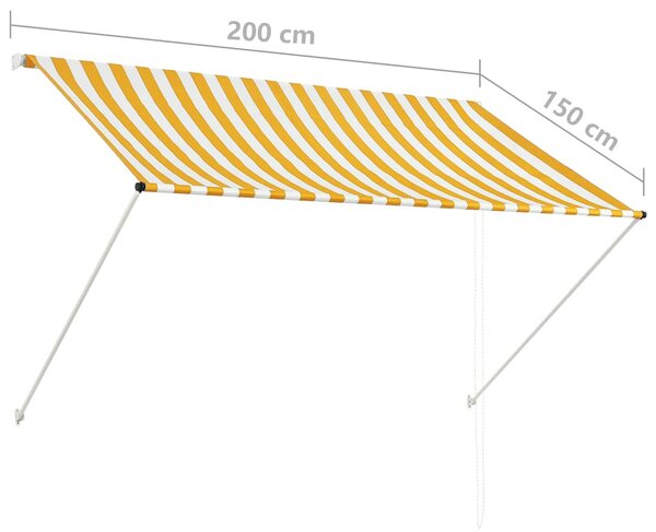 Feltekerhető sárga és fehér napellenző 200 x 150 cm