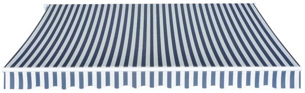 Kézi működtetésű összecsukható napellenző, kék-fehér, 350 cm