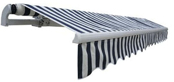 Feltekerhető motoros napellenző, kék-fehér, 400 cm