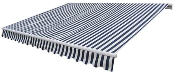 Feltekerhető motoros napellenző, kék-fehér, 400 cm